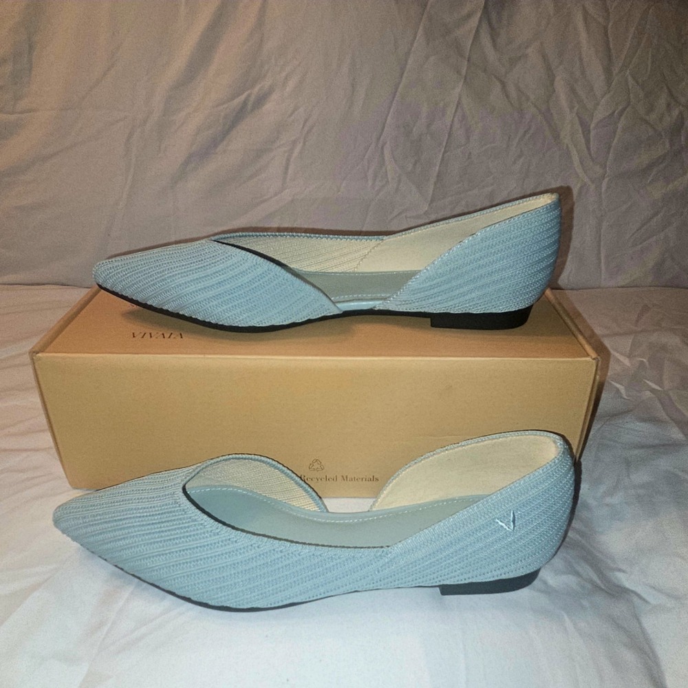 VIVAIA Sky Blue Knit Pointed Toe D'Orsay Flats Shoes EU 39 US 8‎ - Picture 7 of 9